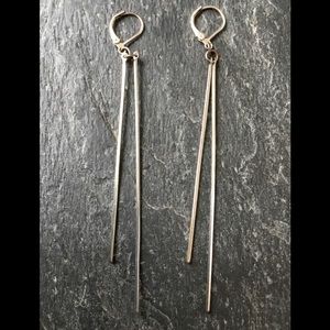 4” silver tone earrings